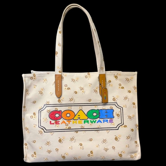 Coach Handbags - COACH Rainbow Canvas Tote with Dust Bag